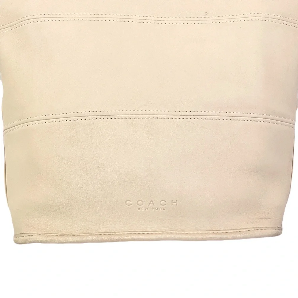 Vintage Coach Ivory Bone Leather ‘Tribeca’ 9098 Tote Bag
